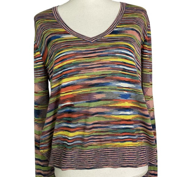 BCBGMaxazria “Ellin” Stripe Open Back Sweater, Small, Silk & Cotton - Picture 2 of 15
